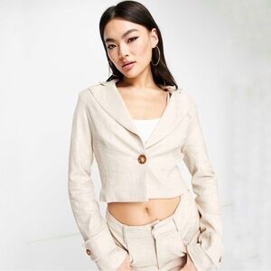 NWOT Amy Lynn Cropped Blazer in Stone Size Small